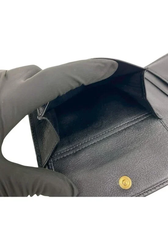 Celine Macadam Blason Triomphe Pattern Canvas Leather Bifold Wallet Mini Black - Picture 10 of 10